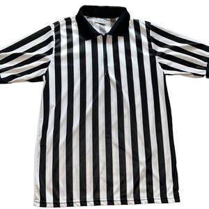 Vintage Black and White GameCraft Referee Shirt Jersey Polo Medium